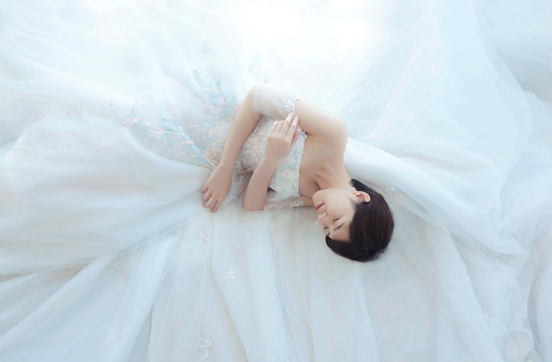 夢幻仙女系粉藍卡肩禮服 - 愛情蔓延精緻婚紗 - 台中婚紗 | 禮服出租 | 婚紗推薦