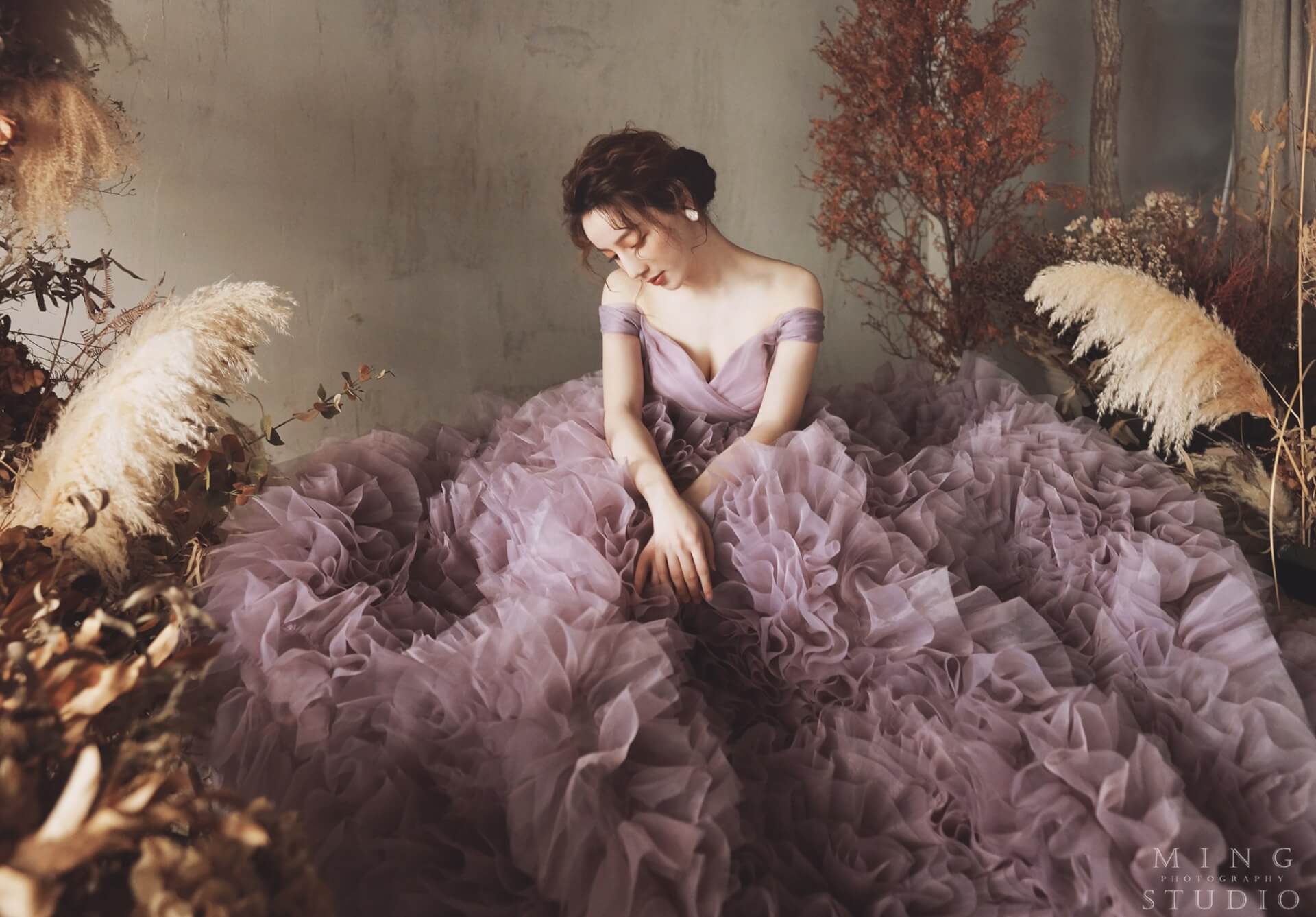紫羅蘭花朵層次禮服 - 台中婚紗 | 禮服出租 | 婚紗推薦
