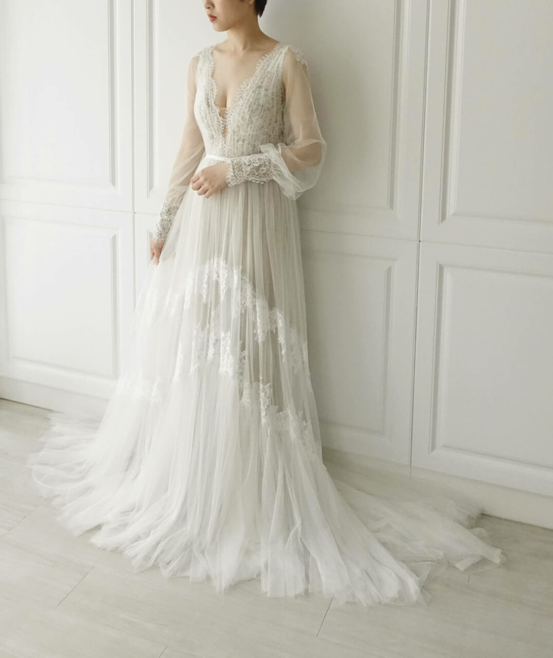 古典蕾絲公主袖白紗 - 台中婚紗 | 禮服出租 | 婚紗推薦