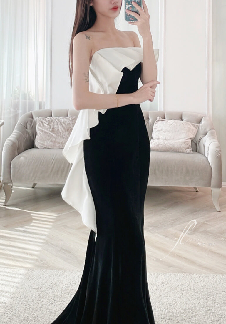 黑白荷葉造型禮服 - 愛情蔓延精緻婚紗 - 禮服出租 | 婚紗推薦 | 台中婚紗